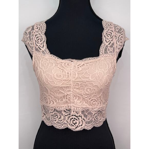 Free People Intimately Lace Bralette Top Medium Pink Nude - Picture 1 of 8